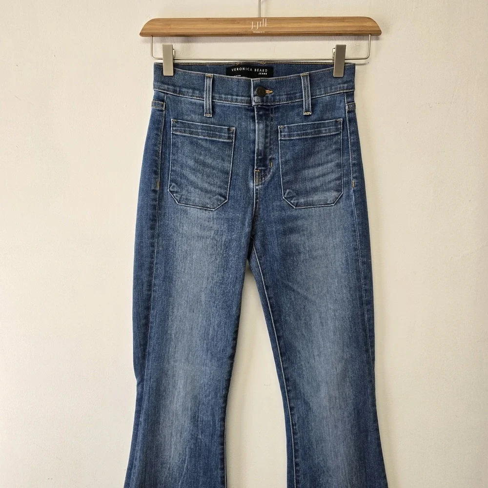 Veronica Beard Jeans Size 0 25 Sheridan Exaggerated Flare Denim Bell Bottoms - Picture 4 of 9